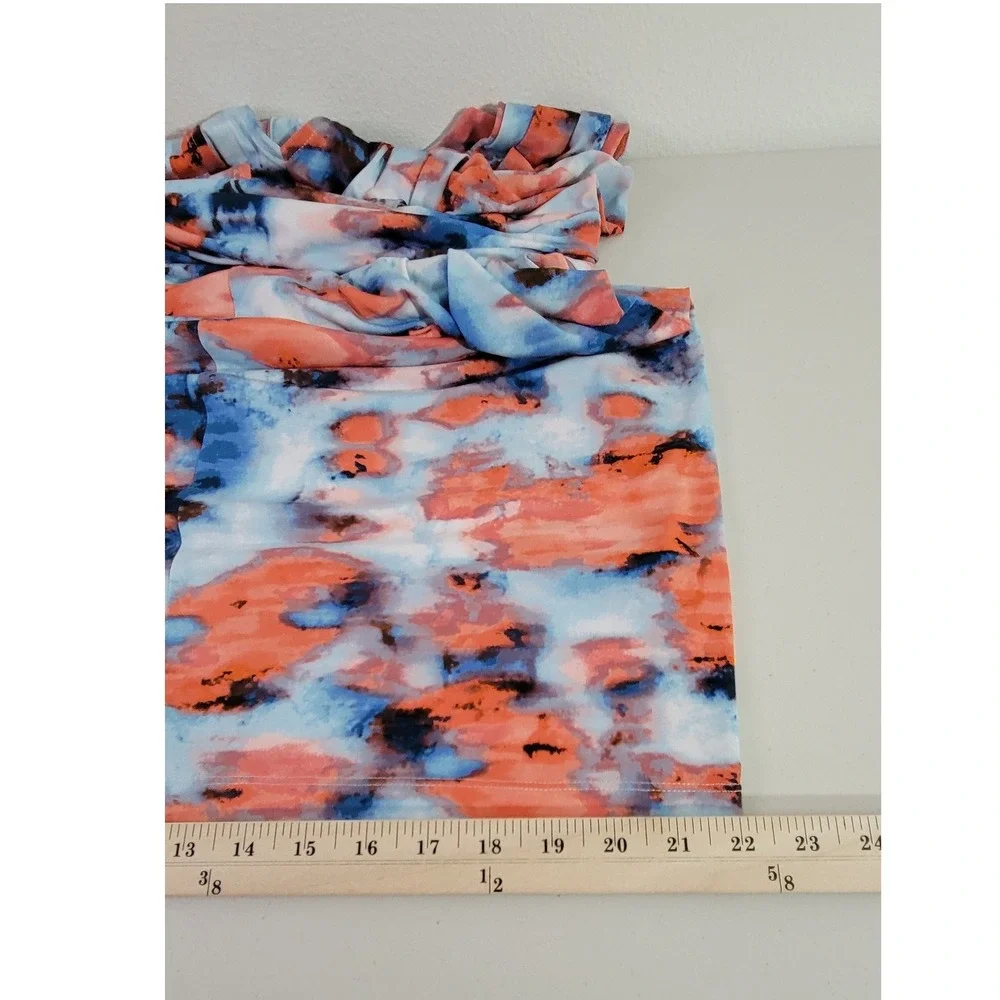 Simply Vera Wang Abstract Print V Neck Sleeveless Midi Dress‎ Women's Size L
